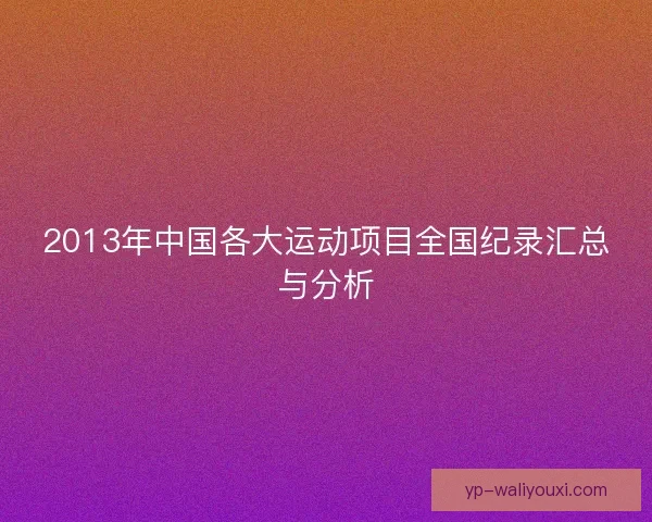 2013年中国各大运动项目全国纪录汇总与分析
